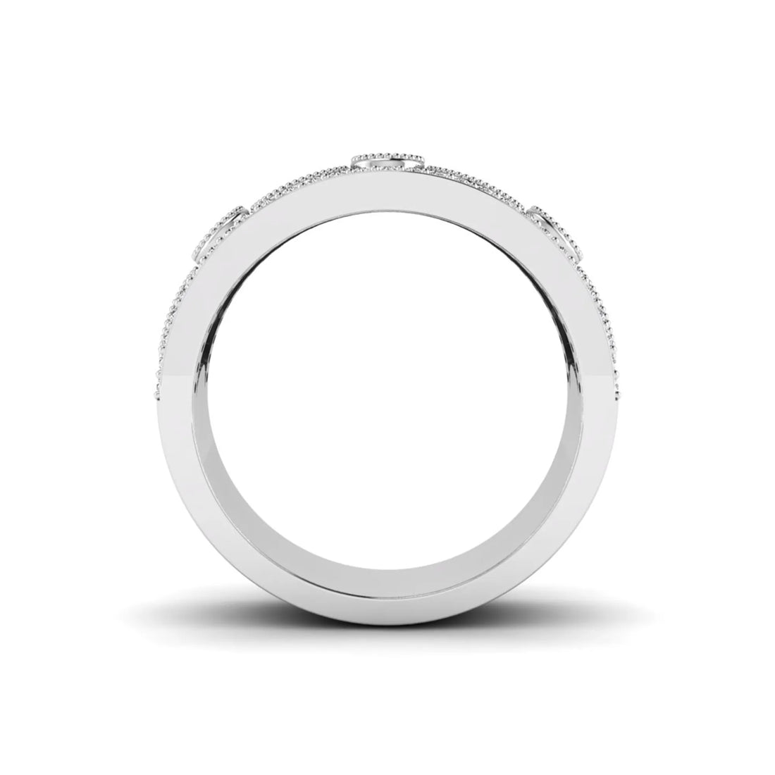 OctaPearl Vintage Inspire Three Row Pave Lab Grown Diamond Half Eternity Wedding Band