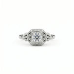 Vintage Round Moissanite Engagement Ring in Art Deco Style