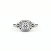 Vintage Round Moissanite Engagement Ring in Art Deco Style