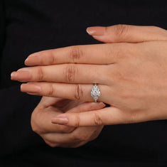 Vintage Round Moissanite Engagement Ring in Art Deco Style - alternate view