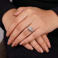 Vintage Round Moissanite Engagement Ring in Art Deco Style
