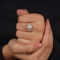 Vintage Round Moissanite Engagement Ring in Art Deco Style