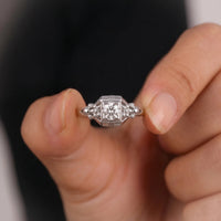 Vintage Round Moissanite Engagement Ring in Art Deco Style