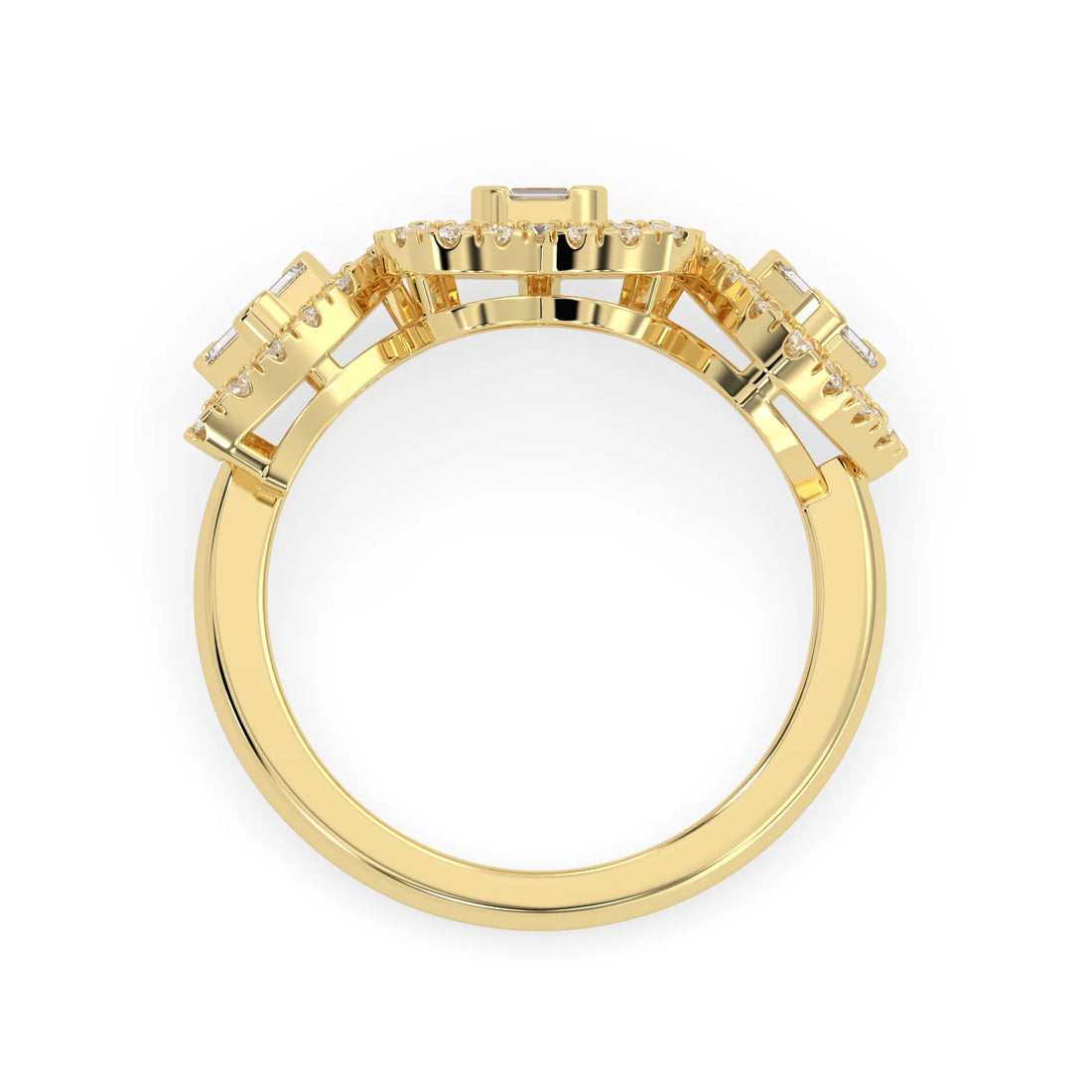 OctaPearl Multi Shape Cluster Lab Grown Diamond Halo Engagement Ring