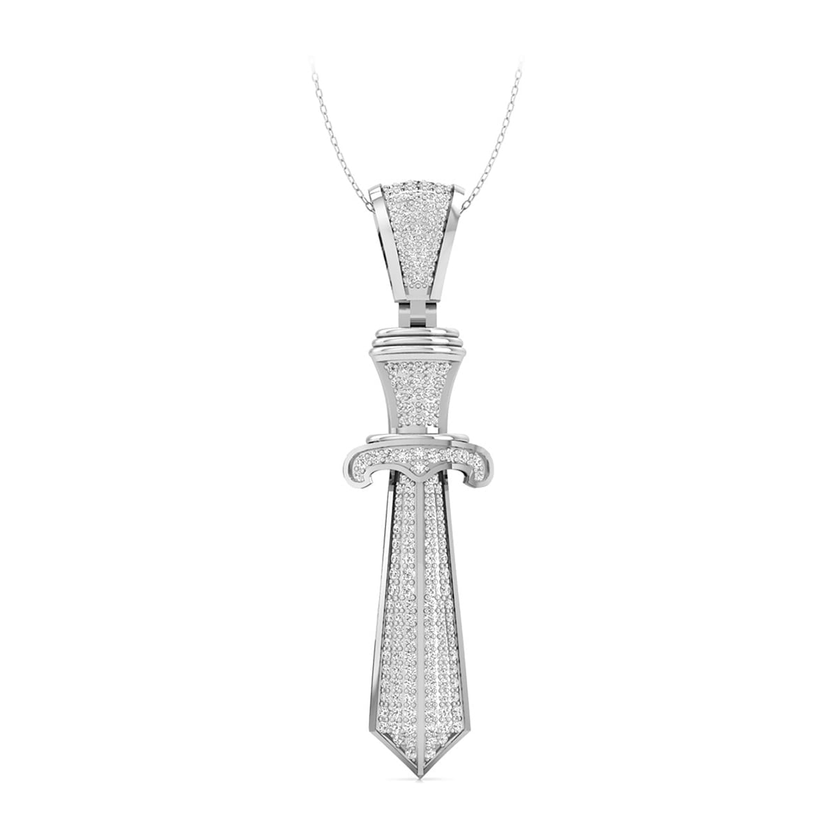 Templar Sword Hip Hop Pendant with Round Moissanite Pave Set for mens