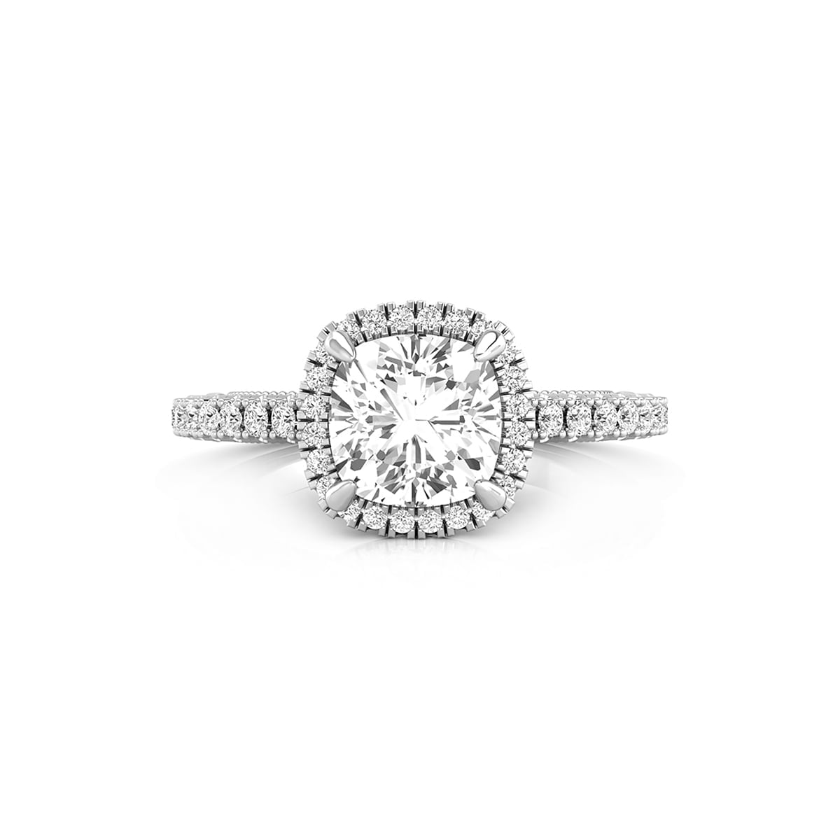 Filigree Inspire Cushion Cut Moissanite Solitaire With Accent Halo Set Promise Ring