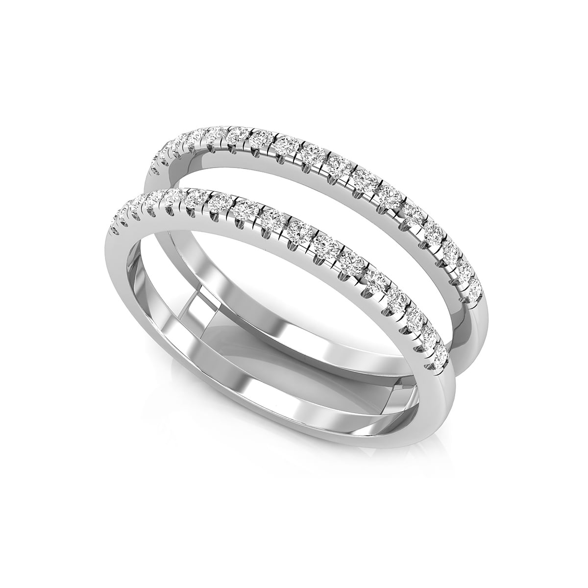 Round Cut Moissanite Half Eternity Enhancer Guard Wedding Band Ring (2/5 TCW)
