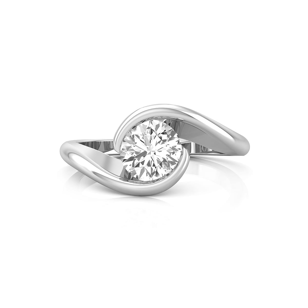 Solitaire Round Cut Moissanite Bypass Shank Pointed Ring For Women (1 1/3 TCW)
