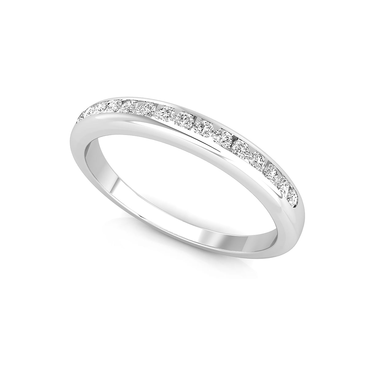 Stacking Half Eternity Round Cut Moissanite Channel Set Women's Band Ring ( 1/5 TCW )