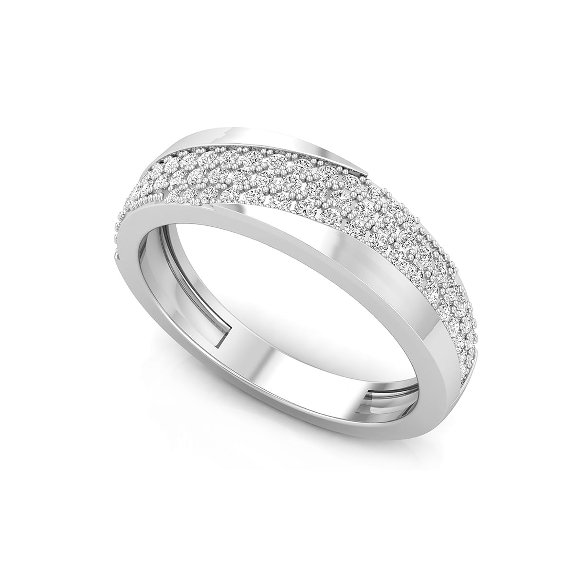 Men's Round Cut Moissanite Pave Set Half Eternity Wedding Band Ring In 925 Sterling Silver ( 9/20 TCW )