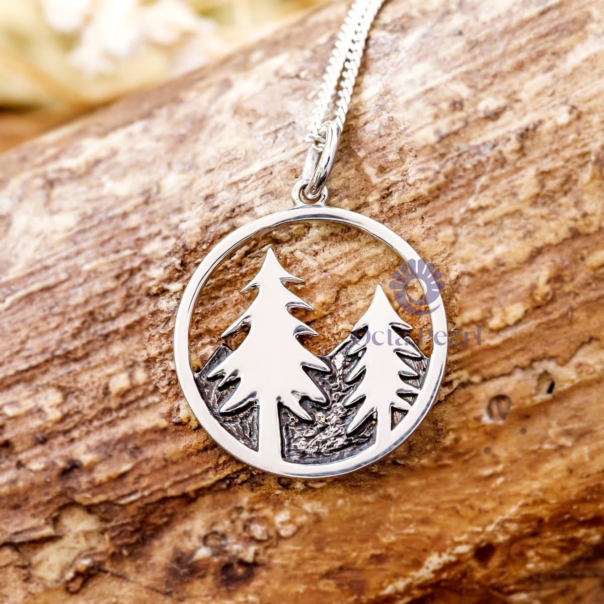 Nature Inspire Daily Wear "MOUNTAIN TREE" Mountain Forest Tree With Chain 925 Silver Pendant Necklace