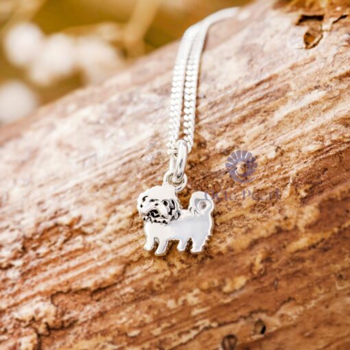 925 Sterling Silver Cute Maltese Dog Charm Pendant Necklace For Animal Lover & Kids
