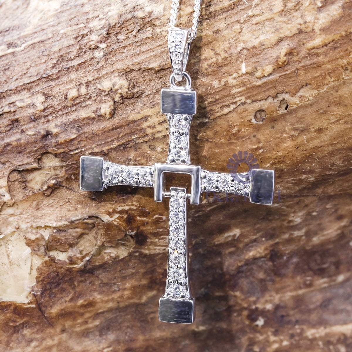Round Cut Moissanite The Fast & The Furious Inspire Cross Pendant For Men (4/9 TCW)