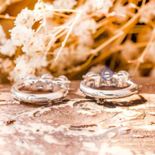 3 stone silver earrings