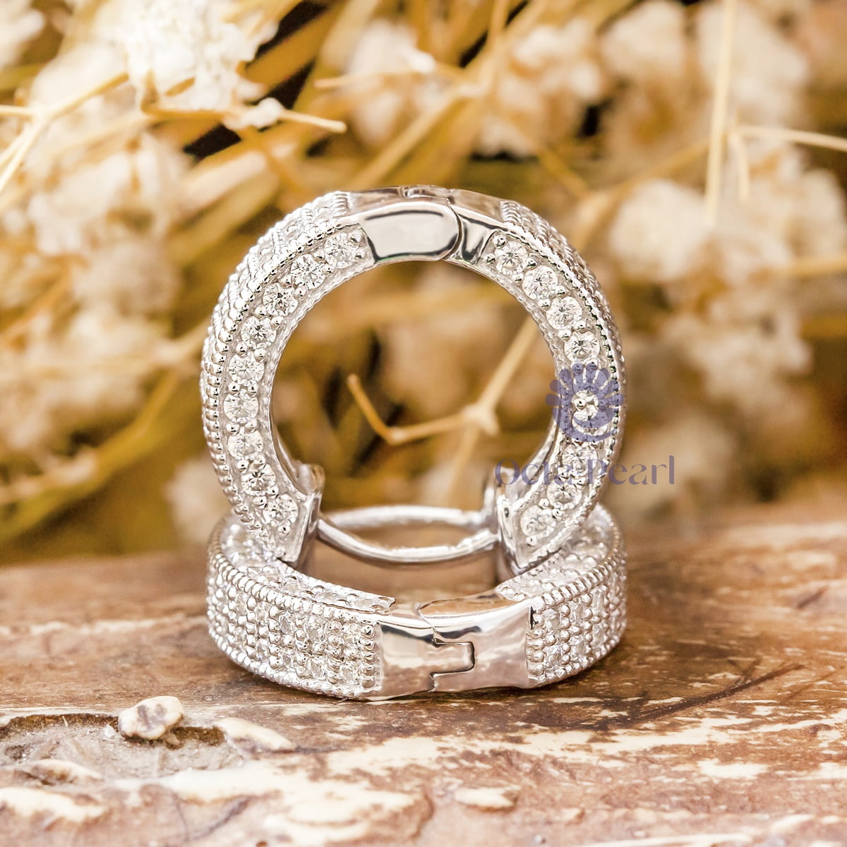 Handmade Round Cut Moissanite Pave Set Huggies Wedding Bridal Gift Earring (1 4/9 TCW)