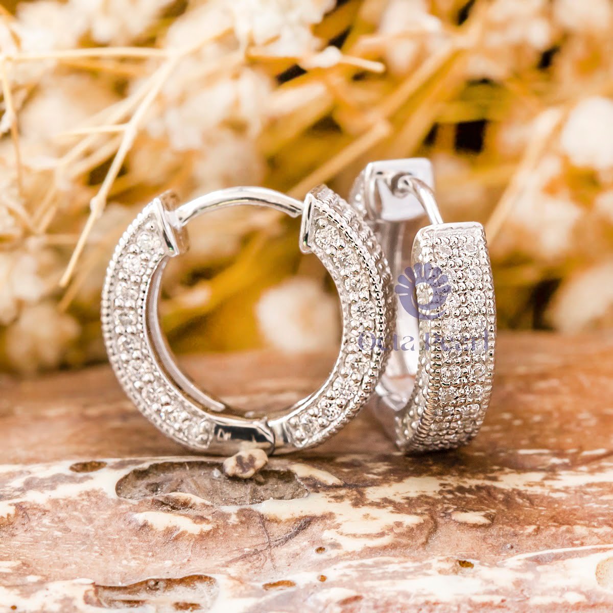 Handmade Round Cut Moissanite Pave Set Huggies Wedding Bridal Gift Earring (1 4/9 TCW)