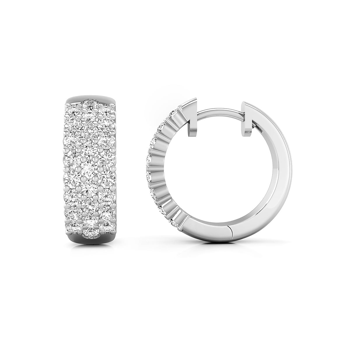 Pave Set Classic Round Cut Moissanite Women's Any Occasion Minimalist Huggies Earrings (1 1/20 TCW)