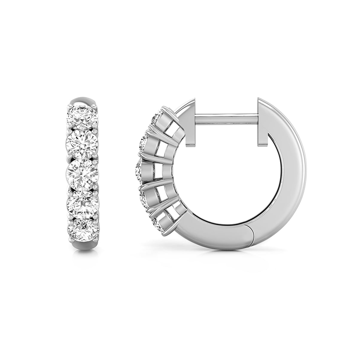 Round Cut Moissanite Five Stone Clip-On Huggies Earrings (5/9 TCW)
