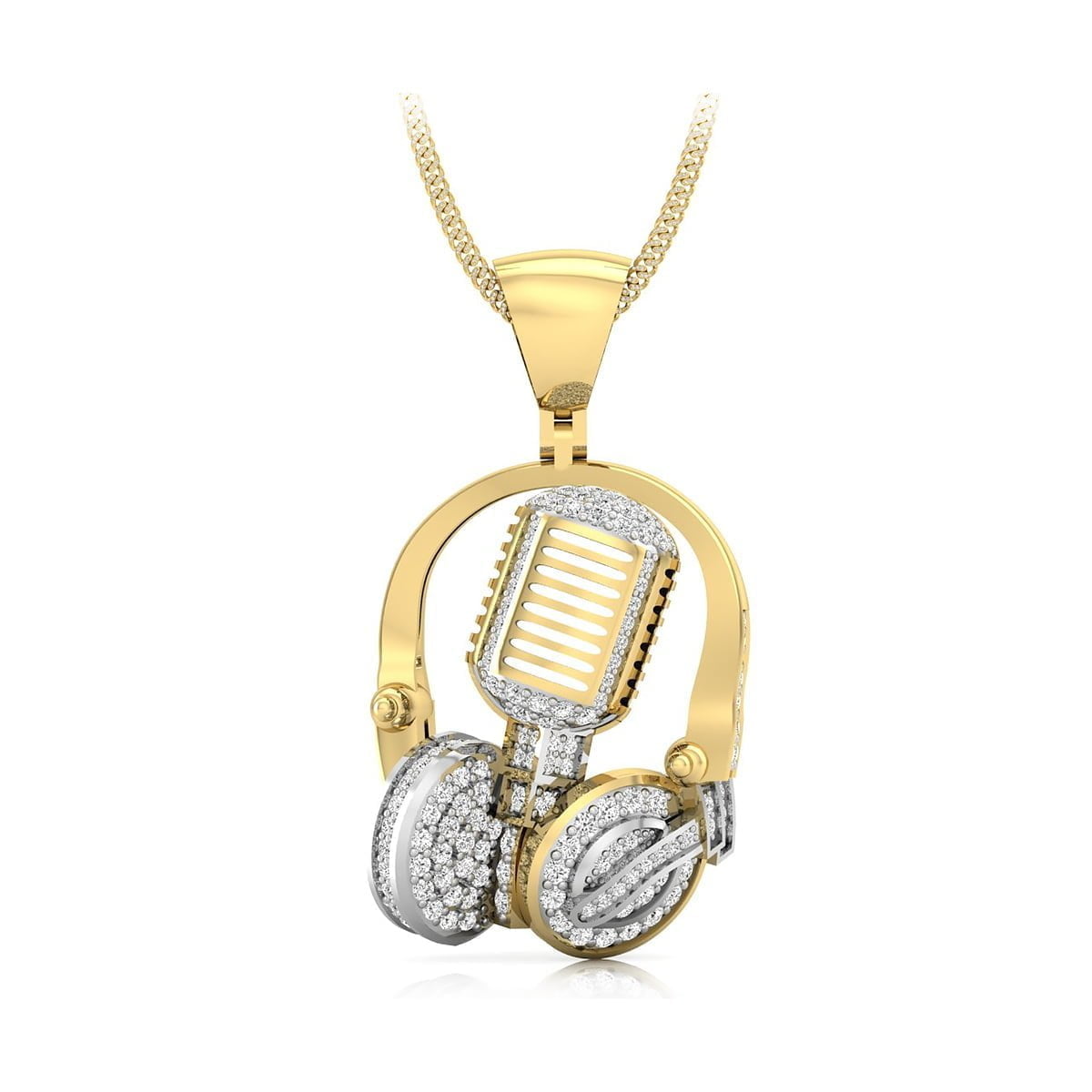 Round Cut Moissanite Microphone And Headphone Pendant For Music Lover (1 1/10 TCW)