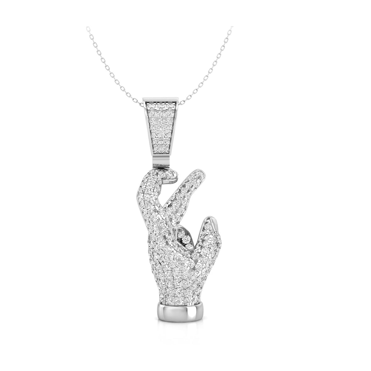 Round Cut Moissanite East Side Hand Throwing Signs Men & Women's Pendant ( 1 1/10 TCW )