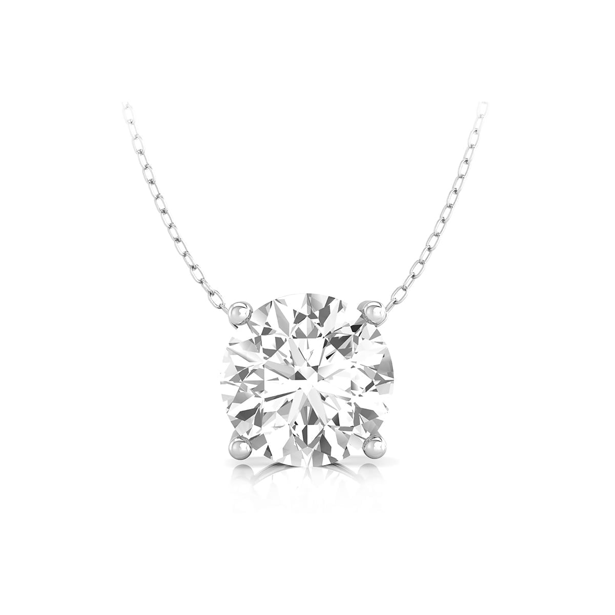Round Cut Moissanite Solitaire Minimalist Daily Wear Women's 925 Silver With Chain Pendant Necklace