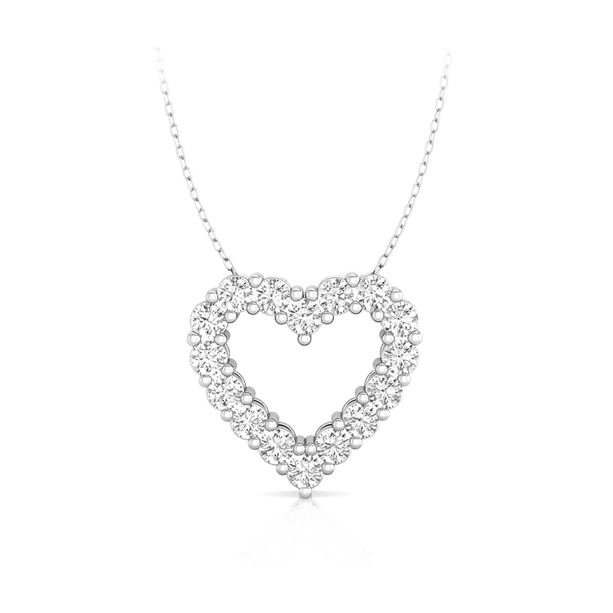 Round Cut Moissanite Heart Shape With Box Chain 925 Silver Valentine Gift Pendant Necklace
