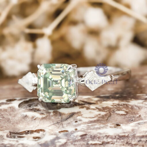 oval green stone wedding ring