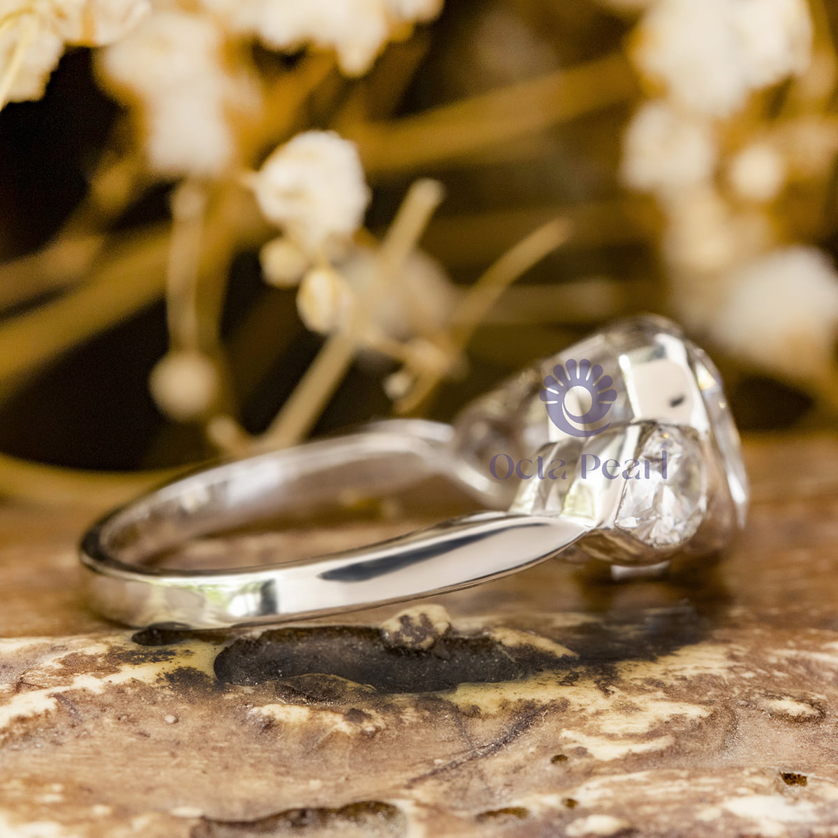 Cushion & Pear Cut CZ Three Stone Bezel Set Engagement Proposal Ring For Ladies (4 1/10 TCW)
