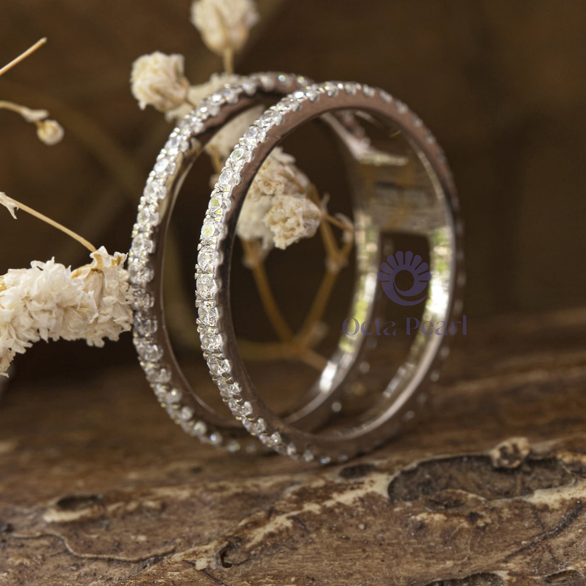 Round Cut Moissanite Eternity Enhancer Guard Minimalist Wedding Band Ring For Ladies