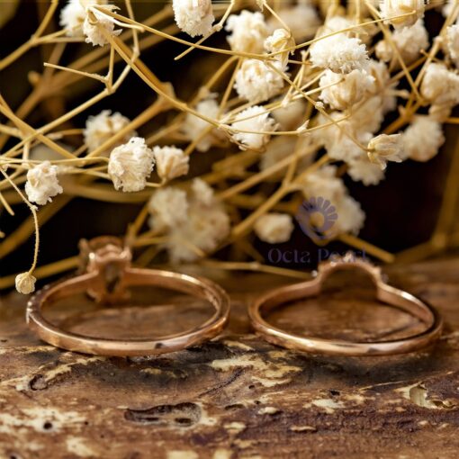 Curved Wedding Bridal Ring Set