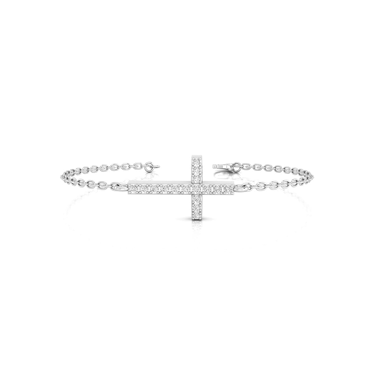 Women's Casual Look Round Cut Moissanite Sideways Cross Bracelet For Any Occasion