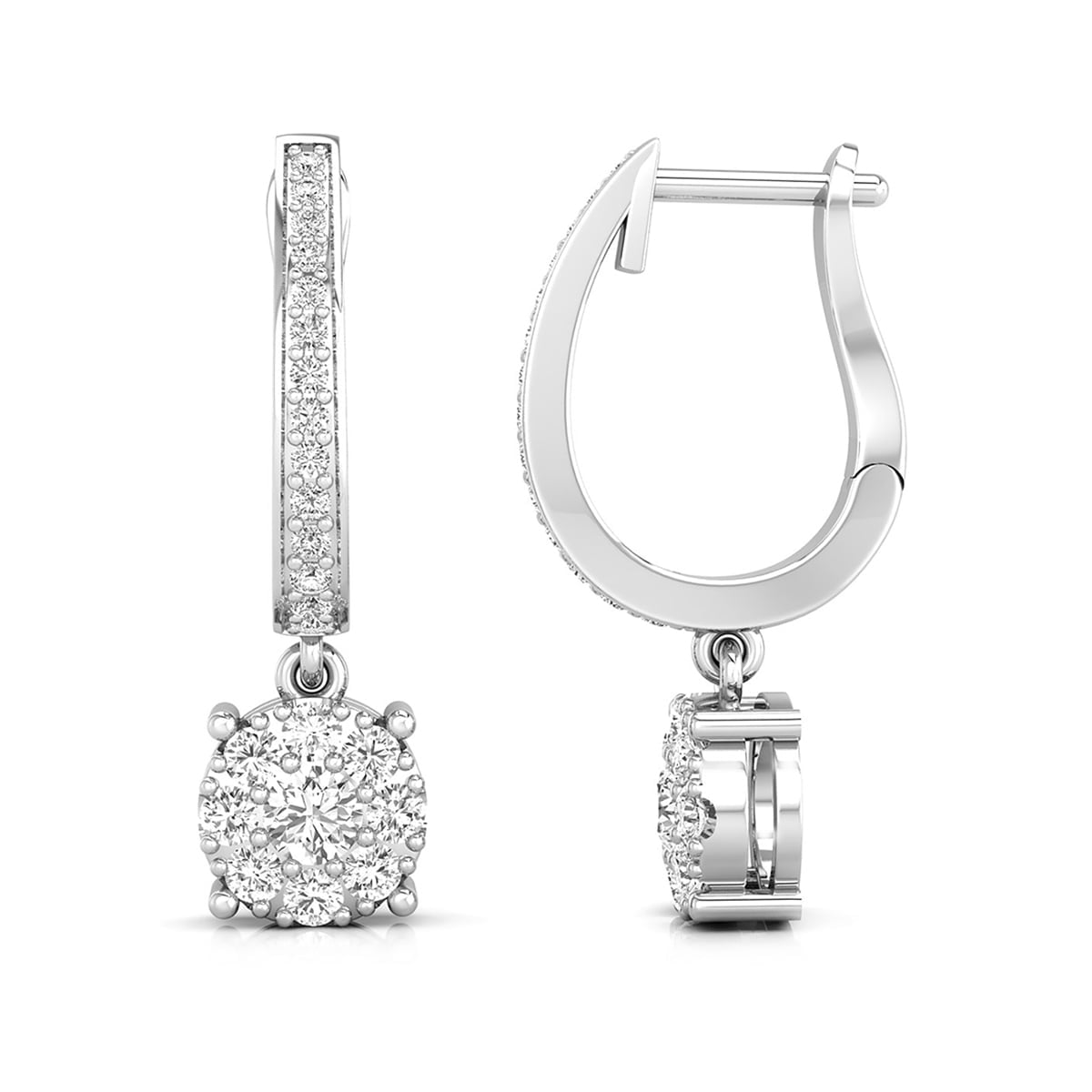Cluster Set Round Cut Moissanite Huggie Clip-On Daily Wear Classic Earring For Girl's (1 3/5 TCW)