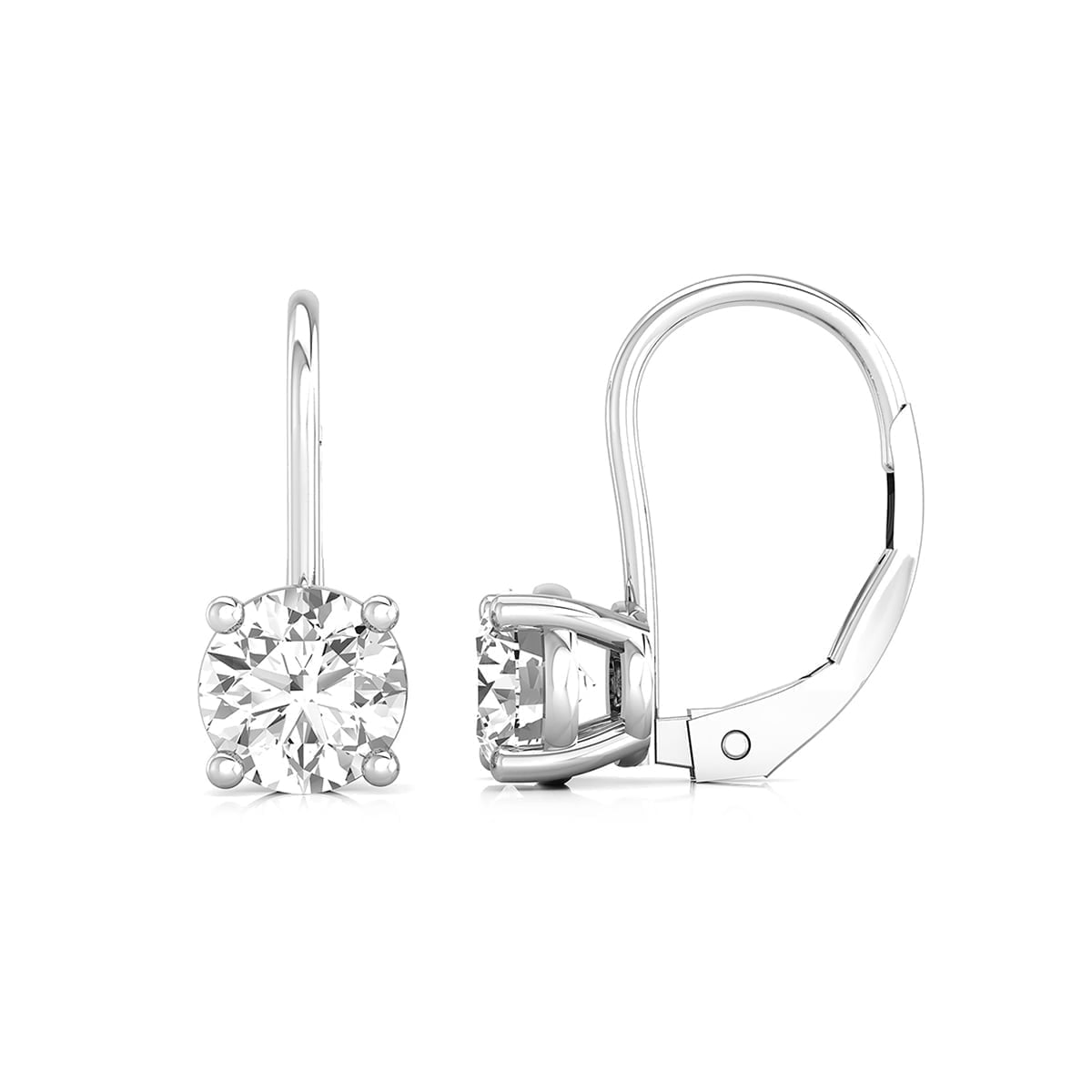 Round Cut Moissanite Solitaire Stud Lever Back Minimalist Daily Wear Earring (2 2/3 TCW)