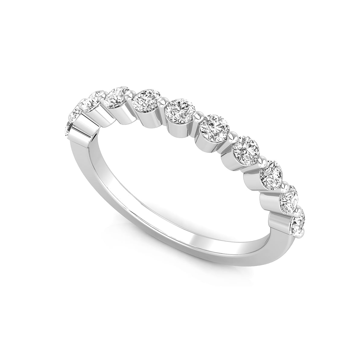 Round Cut Moissanite Half Eternity Engagement Band Ring For Women