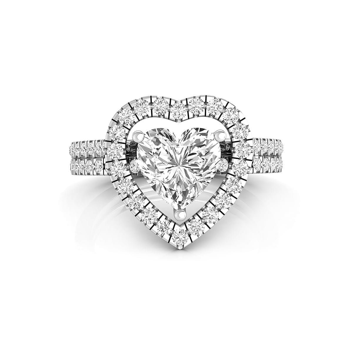 Heart Cut CZ Stone Hollow Heart Shape Two Piece Stackable Ring Set For Women