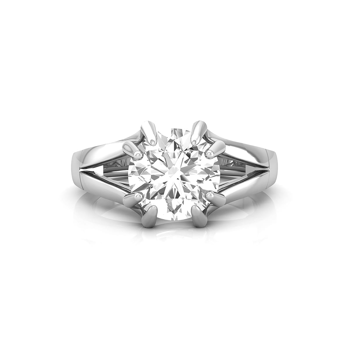Round Cut Moissanite Double Prong Split Shank Solitaire Ring For Women