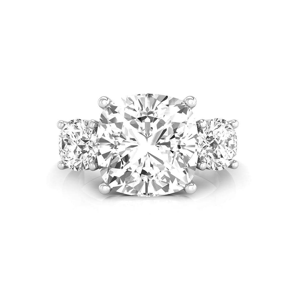 Cushion & Round Cut Moissanite Three Stone Promise Ring For Women (5 1/5 TCW)