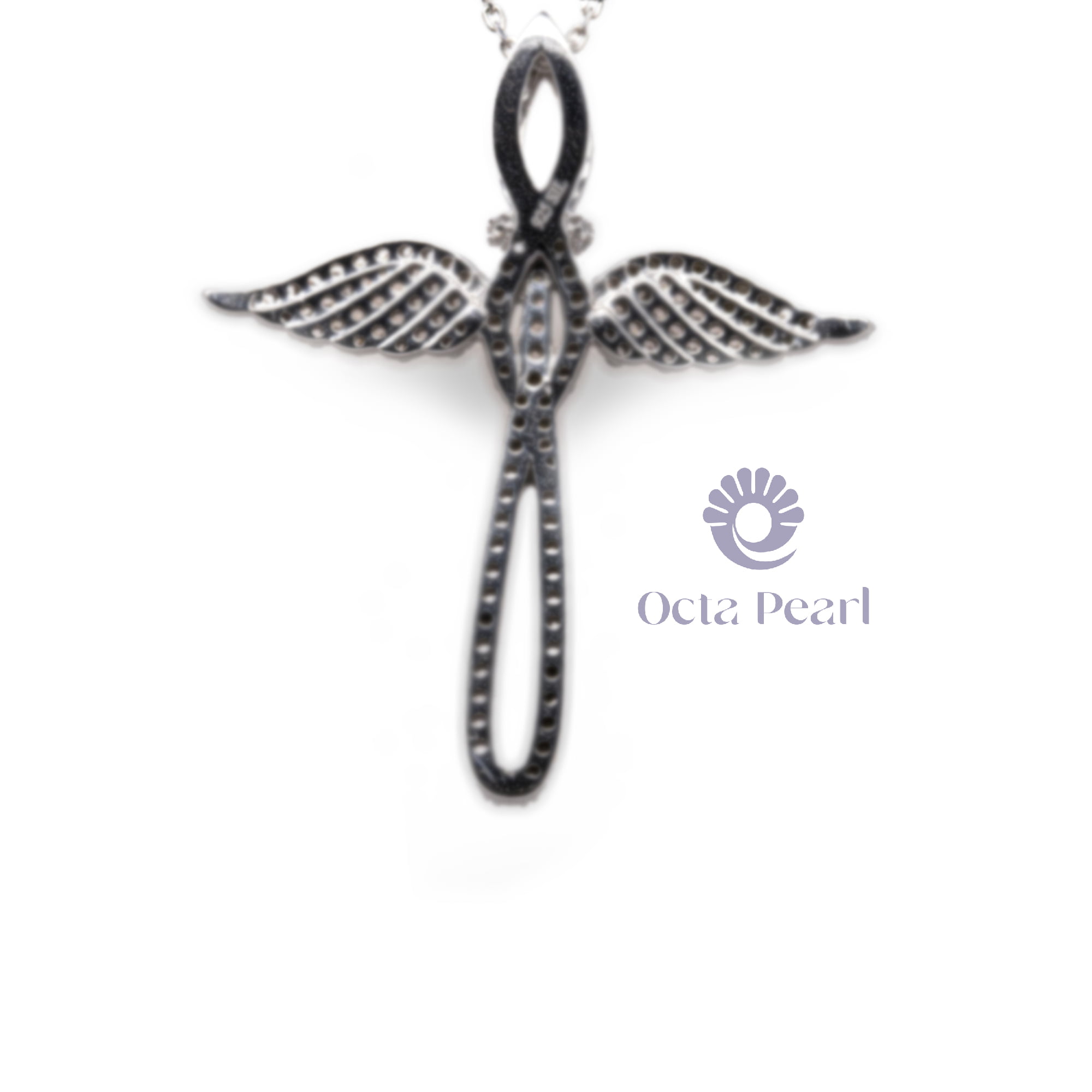 Women's Round Moissanite Angel Wings Cross Religious Pendant For Christmas Gift (1 7/9 TCW )
