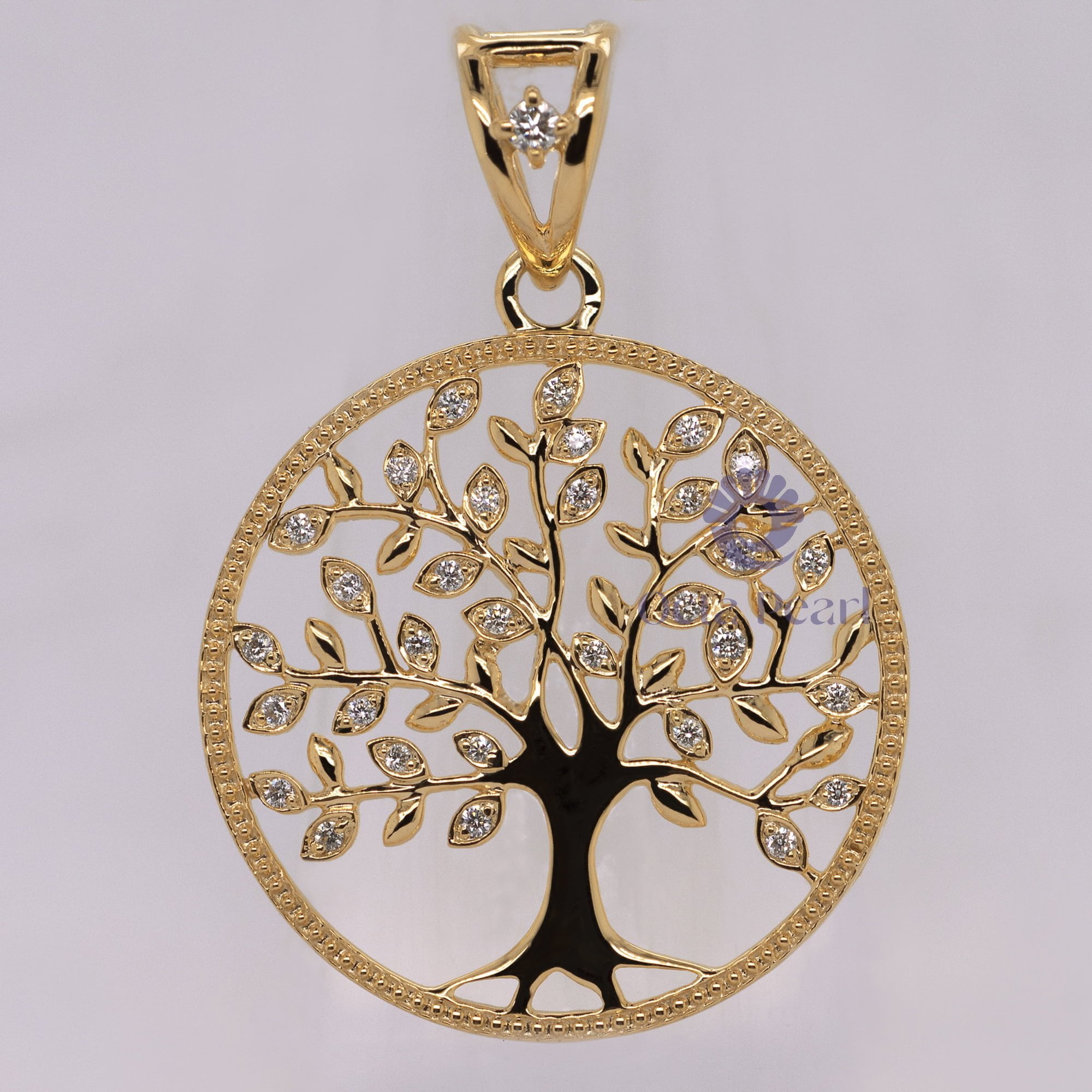Women’s Round Cut Moissanite Tree Of Love Charm Pendant For Wedding Anniversary Gift