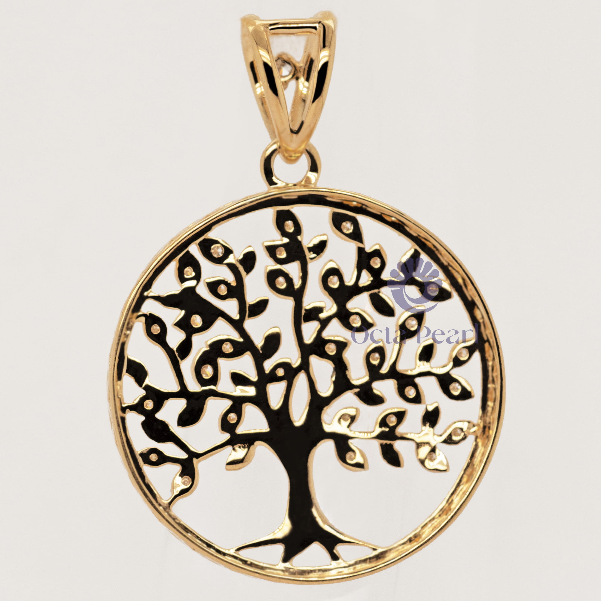 Women's Round Cut Moissanite Tree Of Love Charm Pendant For Wedding Anniversary Gift ( 1/5 TCW )