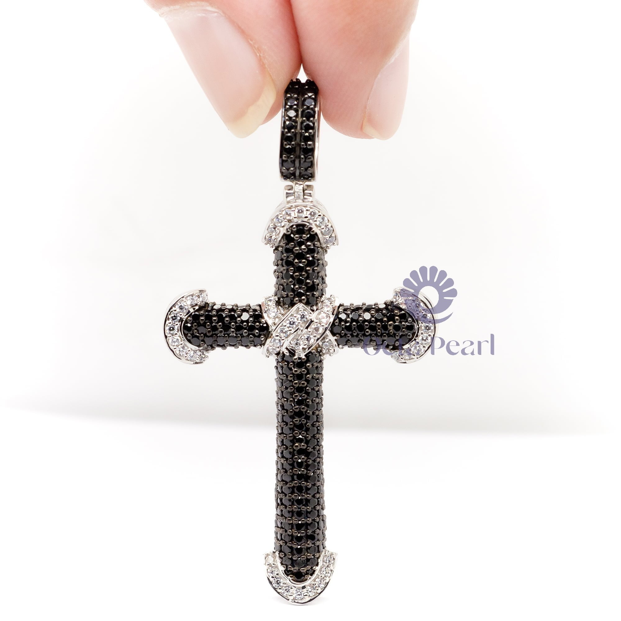 Black Diamond Cross Pendant For Men-Women