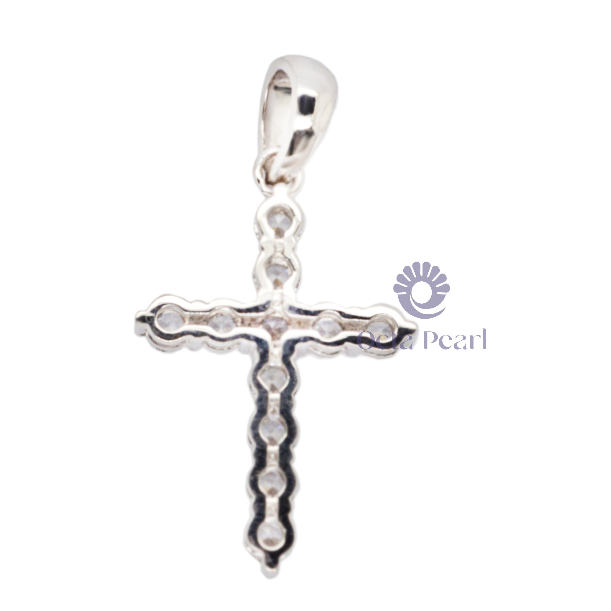 Beautiful Round Cut Moissanite Minimalist Cristian Cross Charm Pendant For Men & Women (1 1/6 TCW)