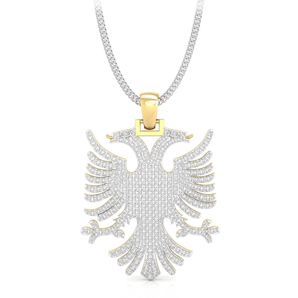 Men's Round Cut Moissanite Fully Pave Set Antique Albanian Two Headed Eagle Pendant (3 3/5 TCW)