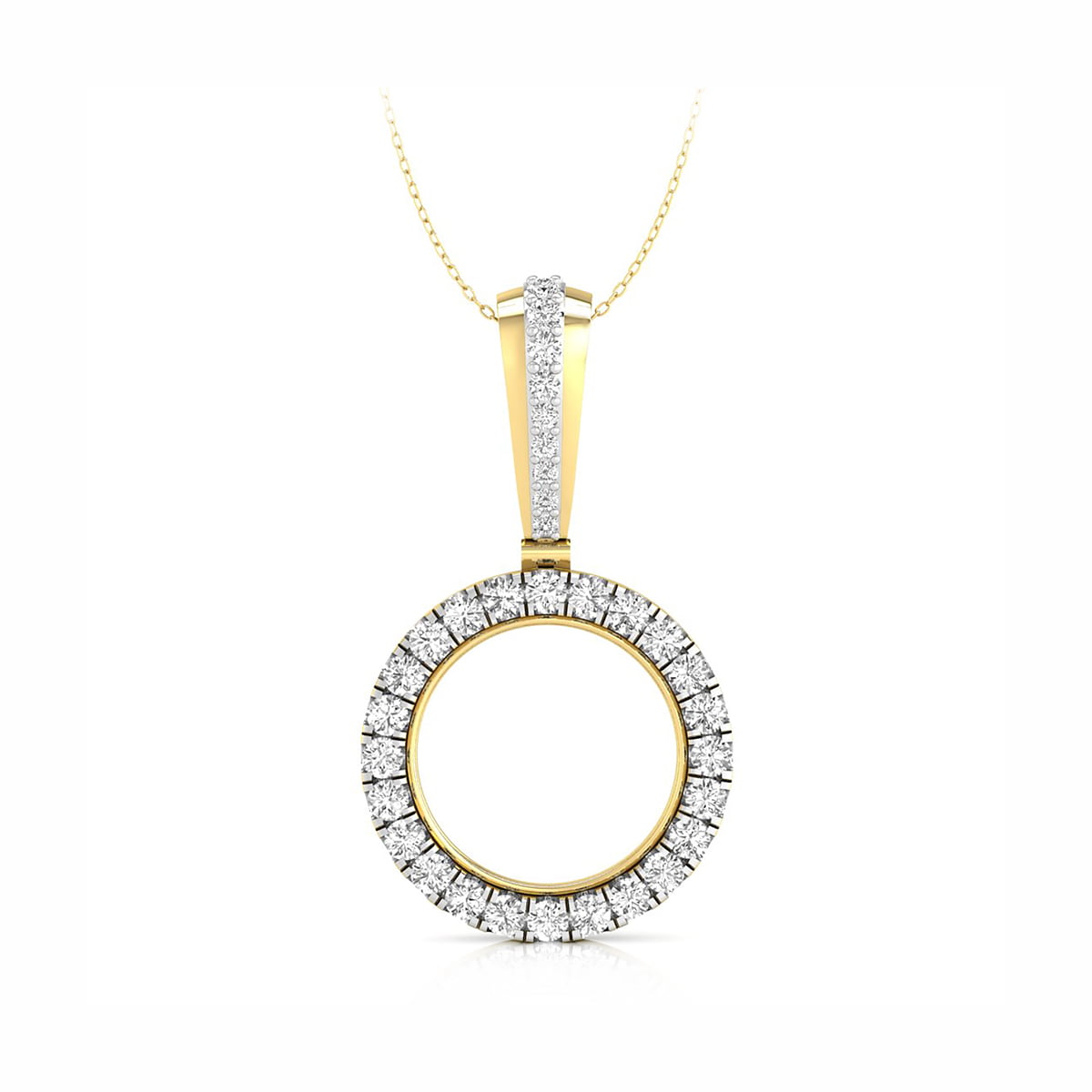 Coin Holder Round Cut Moissanite Circle Pendant For Any Occasion 1 3/5 TCW