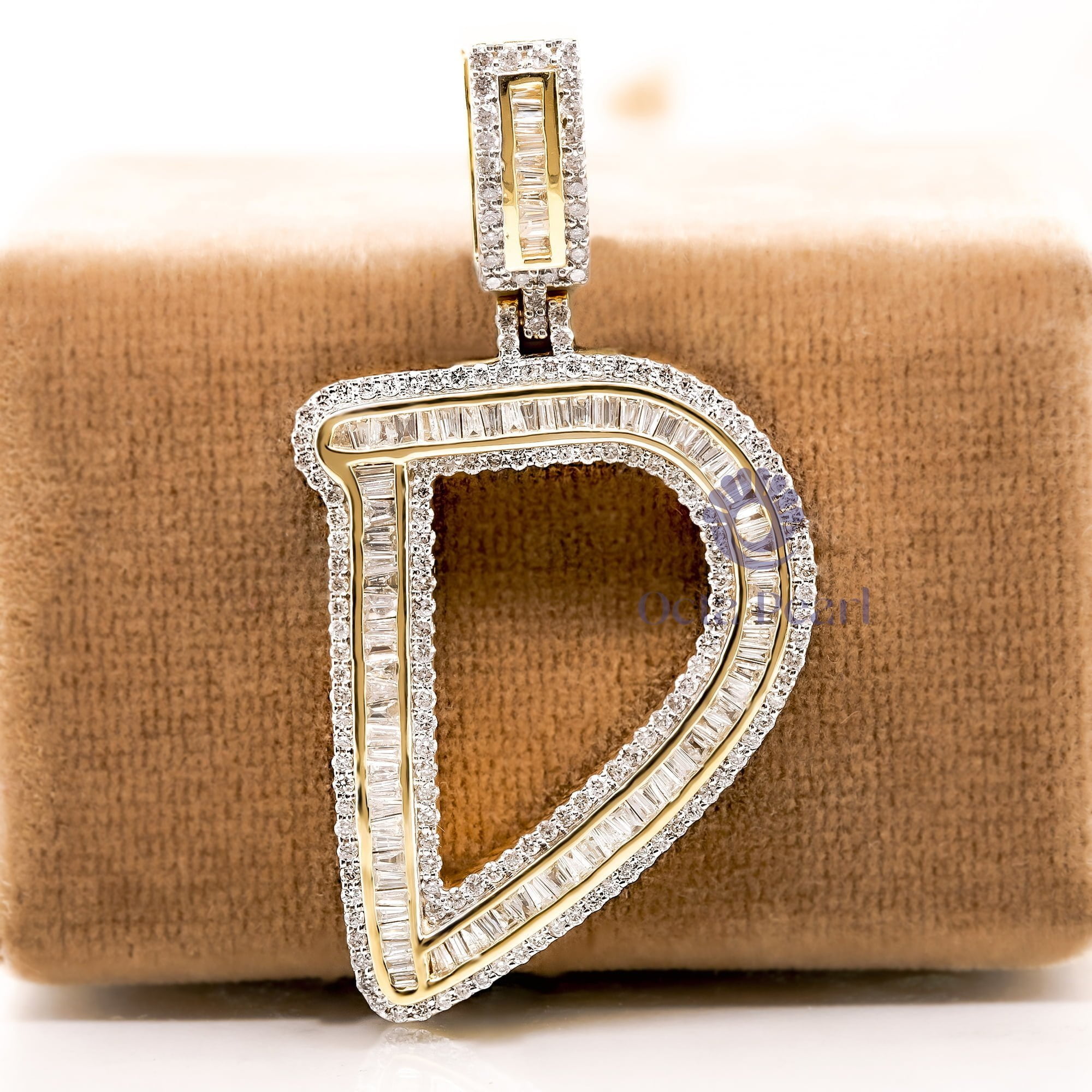 Men & Women's Round Or Baguette Cut CZ Stone Capital Initial 'D' Letter Charm Pendant For Birthday Gift