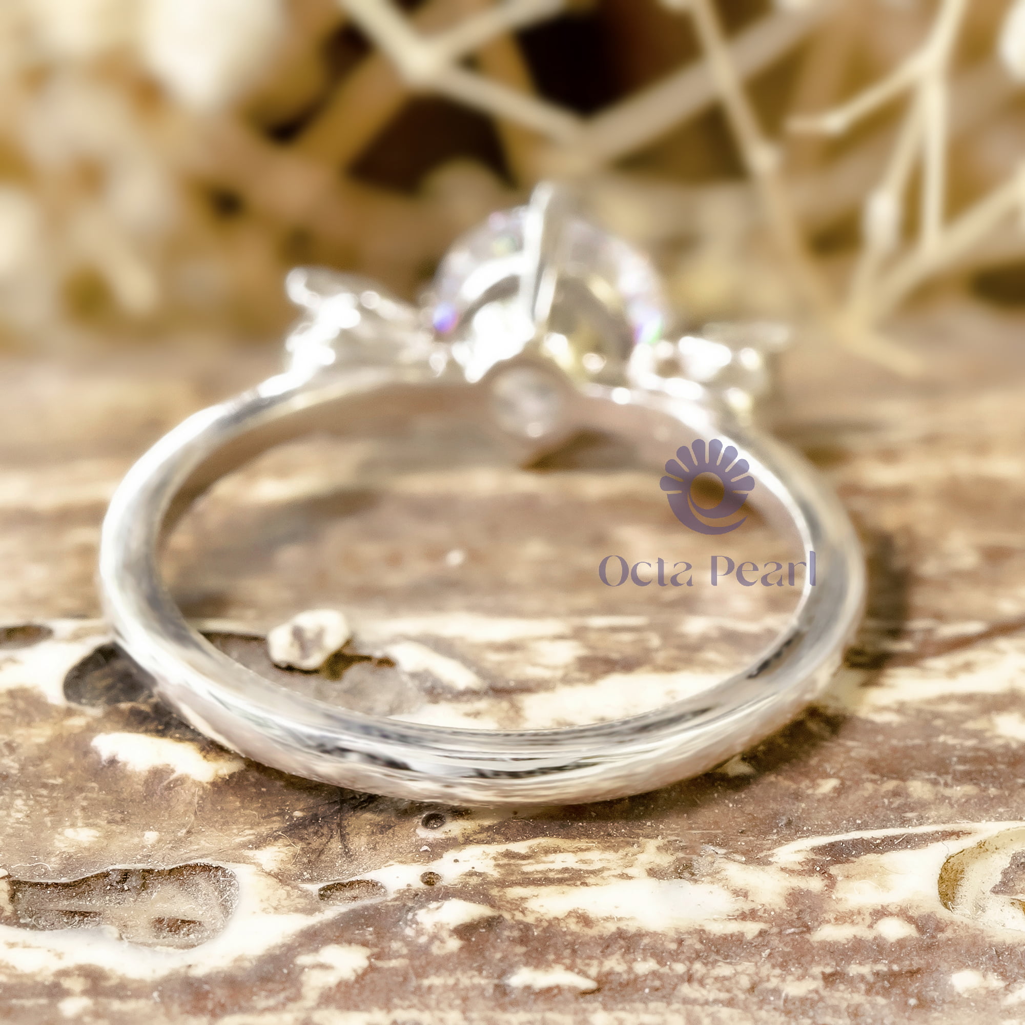 Round Moissanite Elephant Inspired Solitaire Birthday Gift Ring For Child