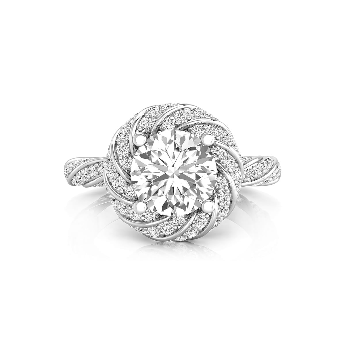 Twisted Halo Round Cut Moissanite Eternity Engagement Or Valentine's Gift Ring