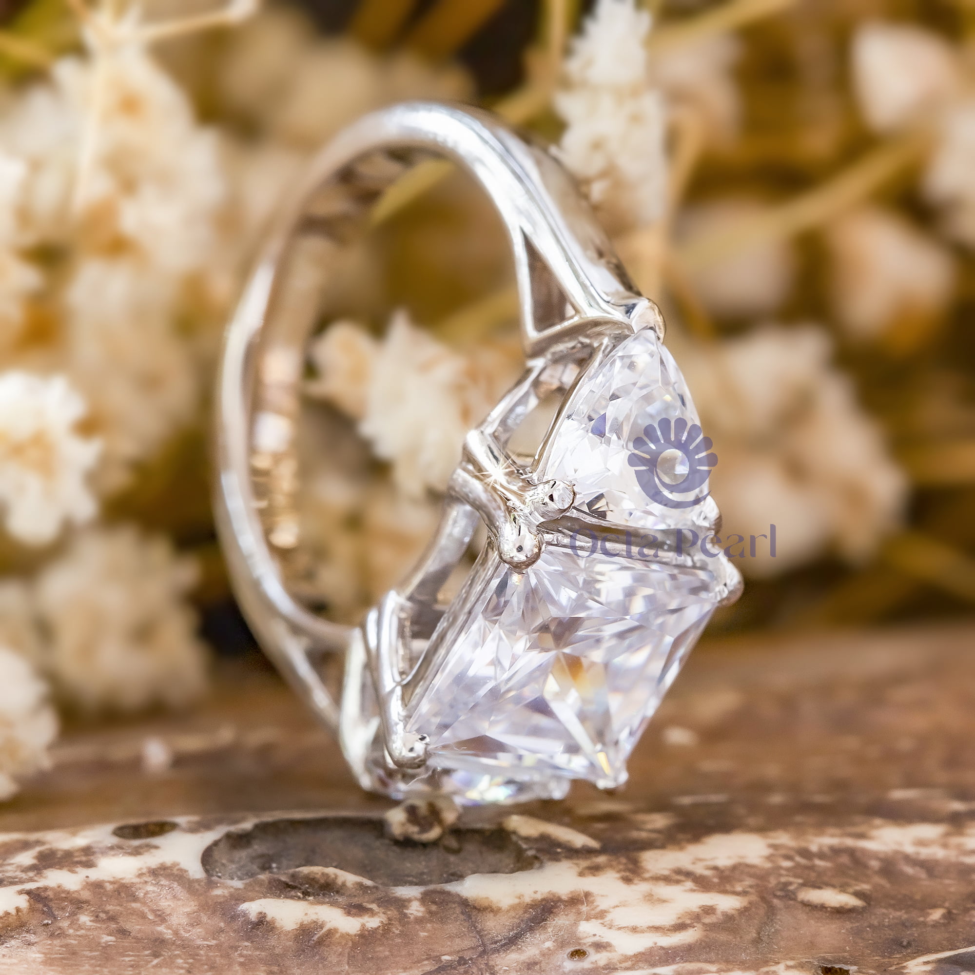 3-Stone Princess-Cut Moissanite Ring