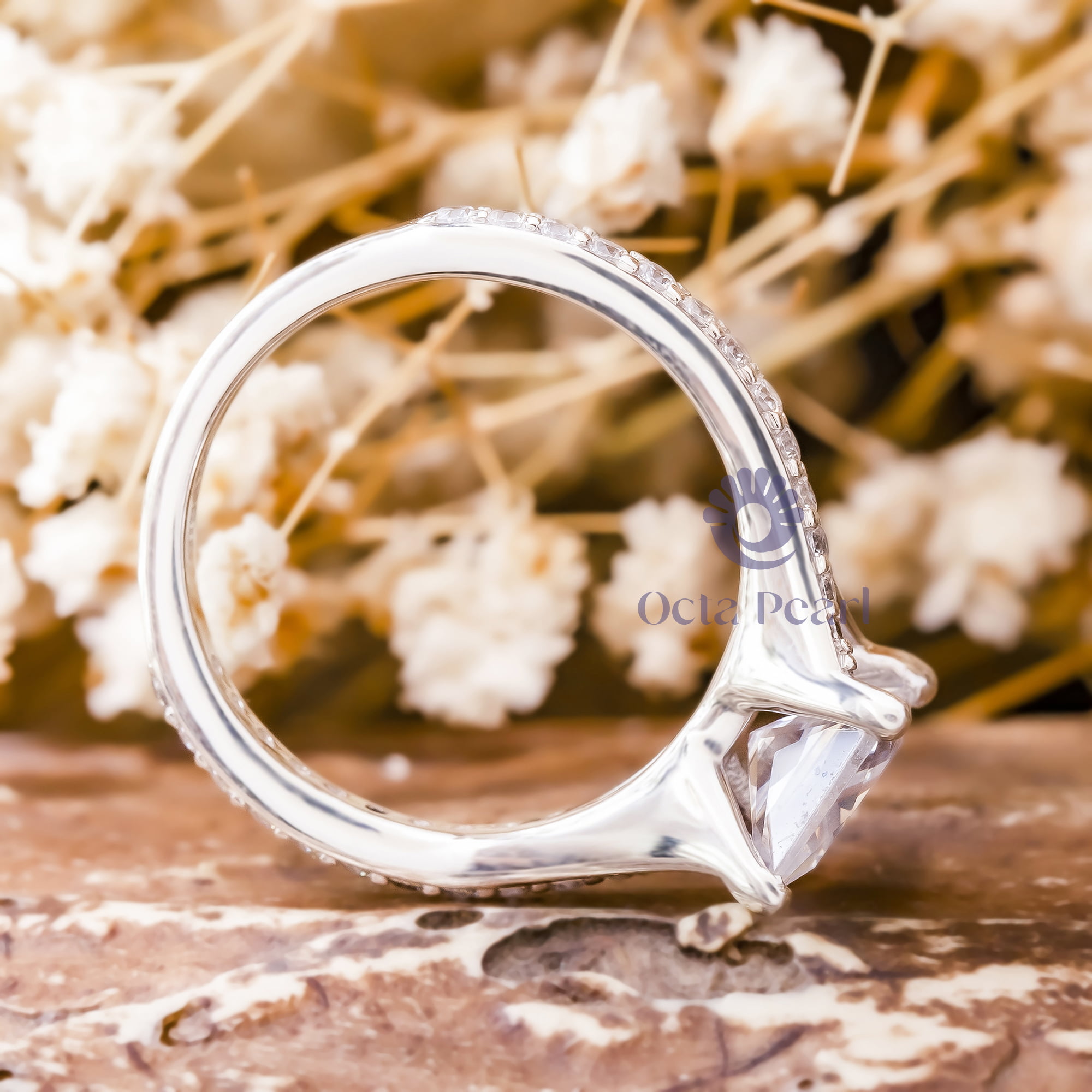 Princess Cut Moissanite Split Shank Engagement Or Christmas Gift Ring ( 2 3/7 TCW)