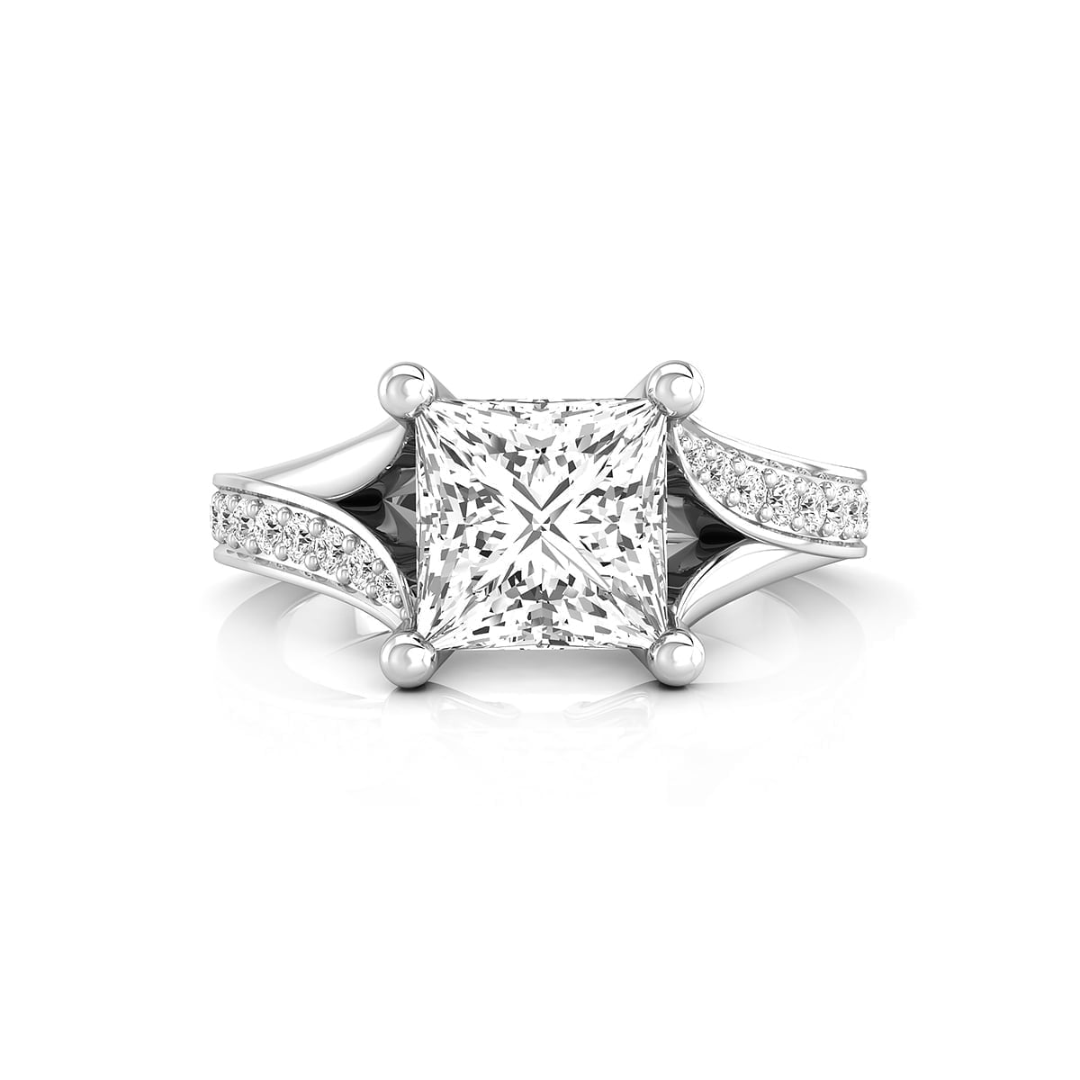 Princess Cut Moissanite Split Shank Engagement Or Christmas Gift Ring